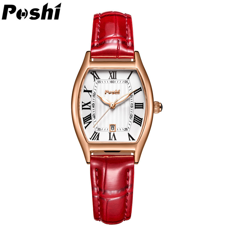 Poshi nueva moda mujer reloj retro ins estilo vino en forma de barril cinturón aprender vida impermeable Reloj simple