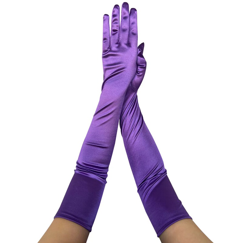 Sdriving Underwear Gloves Slippery Satin Halloween 52CM Long Stretch Prom cosplay Dinner Gloves