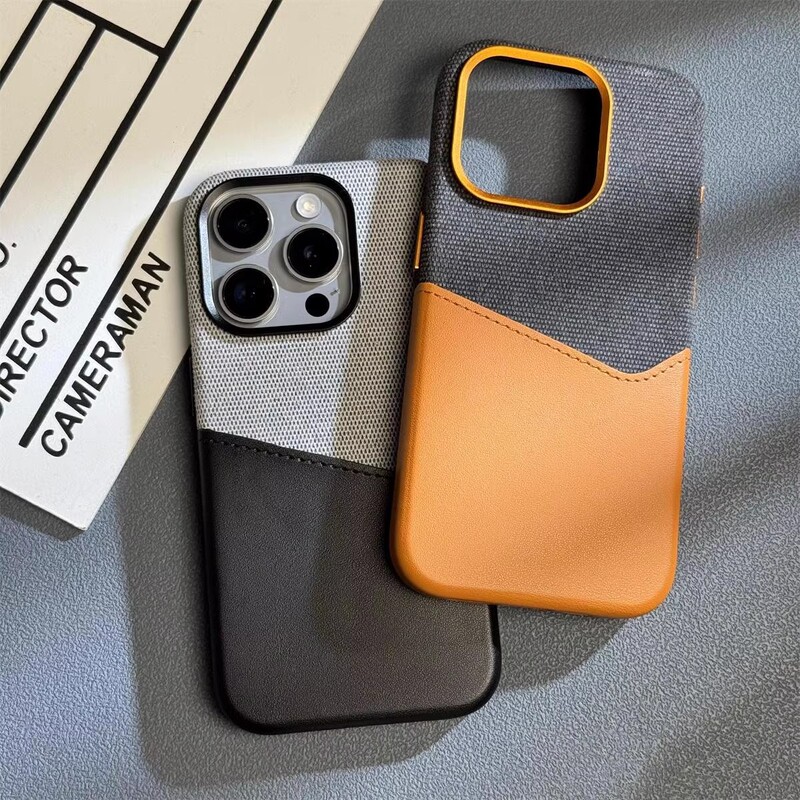 Suitable for Iphone17Promax Mobile Phone Case Cloth Pattern Stitching Color Leather Magnetic Suction Apple 16 Anti-Fall Protective Cover 13