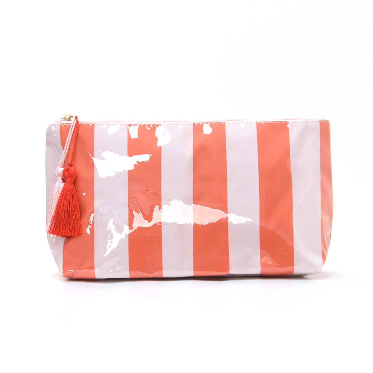 Bolsa de maquillaje a rayas transfronterizas de alta calidad, bolsa de almacenamiento de maquillaje de gran capacidad, bolsa de maquillaje portátil de viaje de color