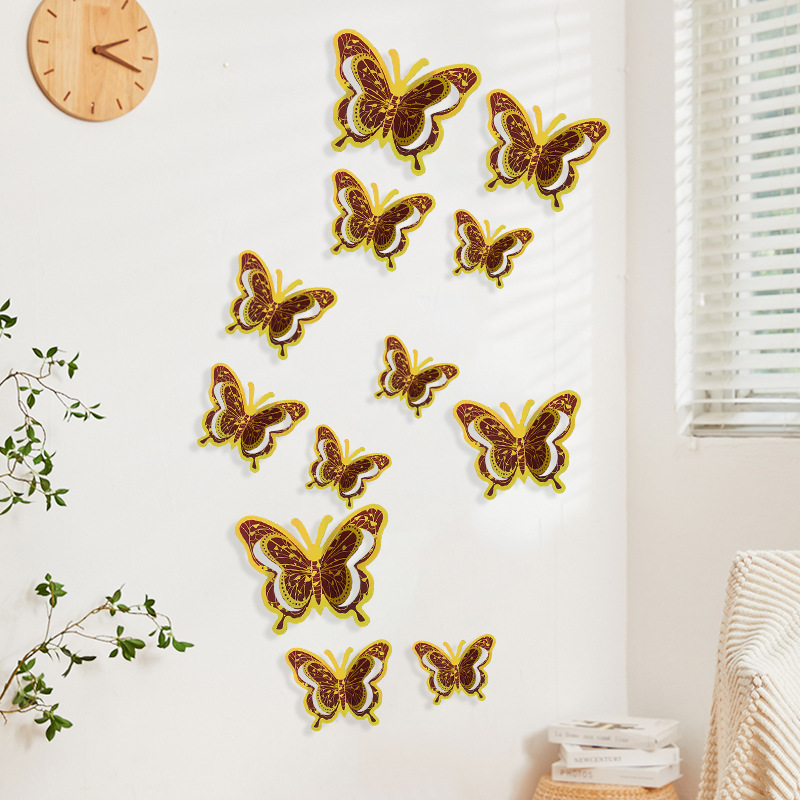 Stickers muraux 3d papillon doré décoration adhésive maison_voghion.com