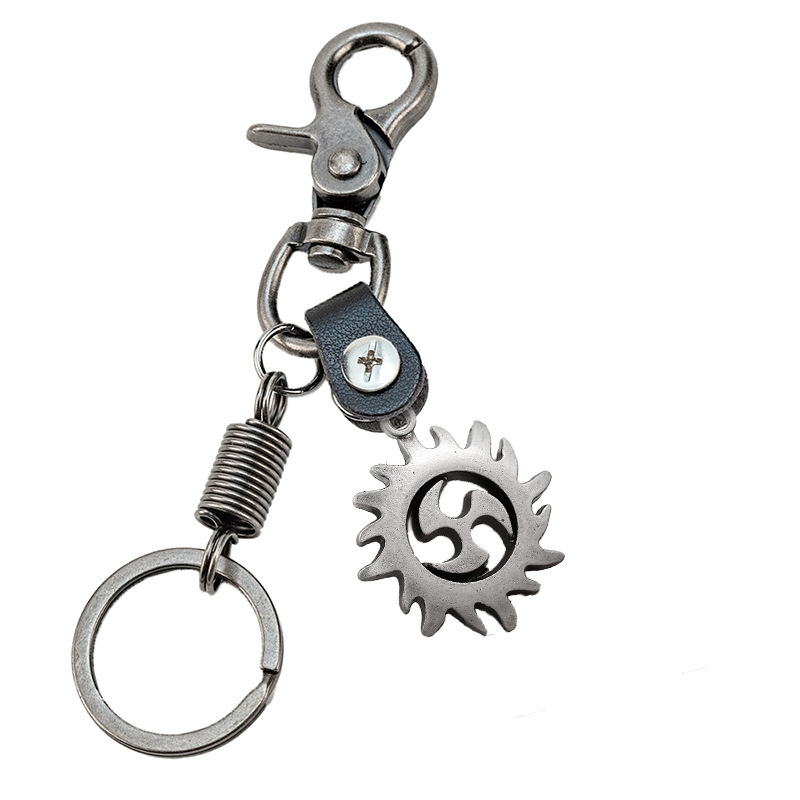 New Creative Rotating Wind and Fire Wheel Keychain Alloy Retro Gear Keychain Pendant Trendy Men's Accessories Factory