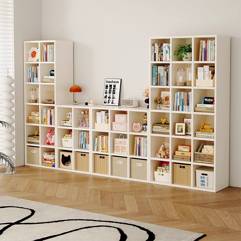 Librería de madera maciza, una pared, una combinación de gabinete de rejilla contra la pared, estantería de sala de estar, estante de piso, gabinete de exhibición de almacenamiento