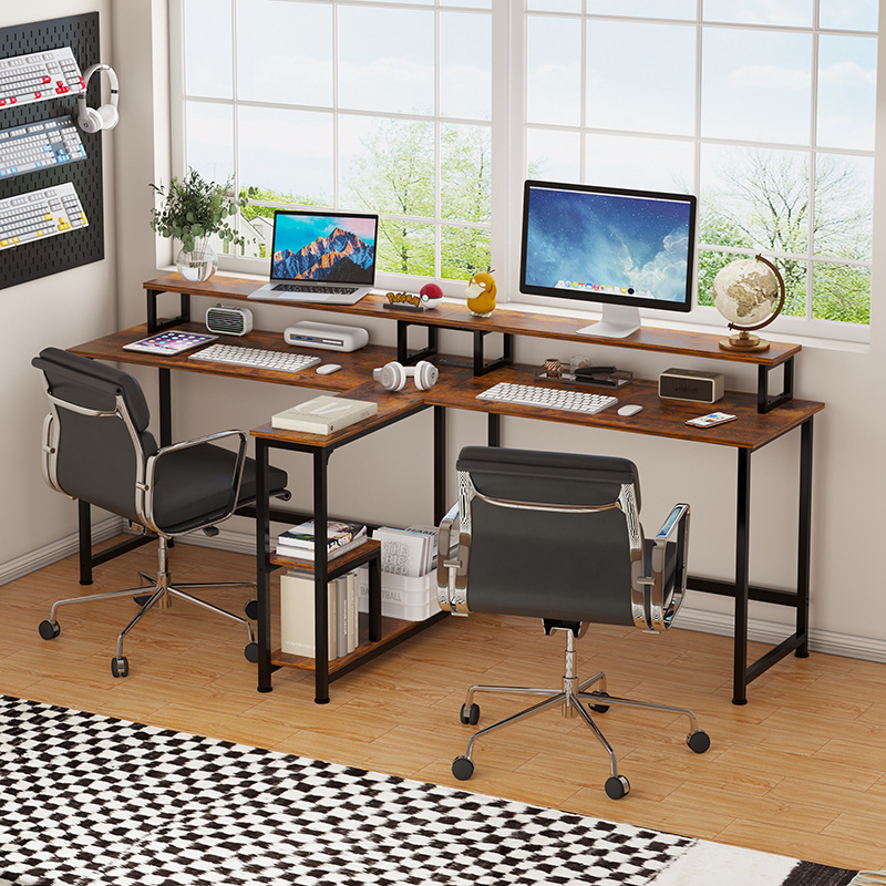 Double desk with stand combination table large capacity desktop computer desk study desk Double desk with stand combination table large capacity desktop computer desk study desk