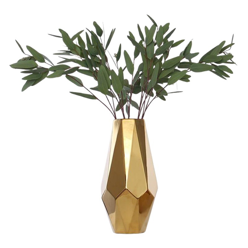 Luz galvanoplastia de lujo simple nórdico noble oro geométrico abstracto florero cerámica decoración suave al por mayor