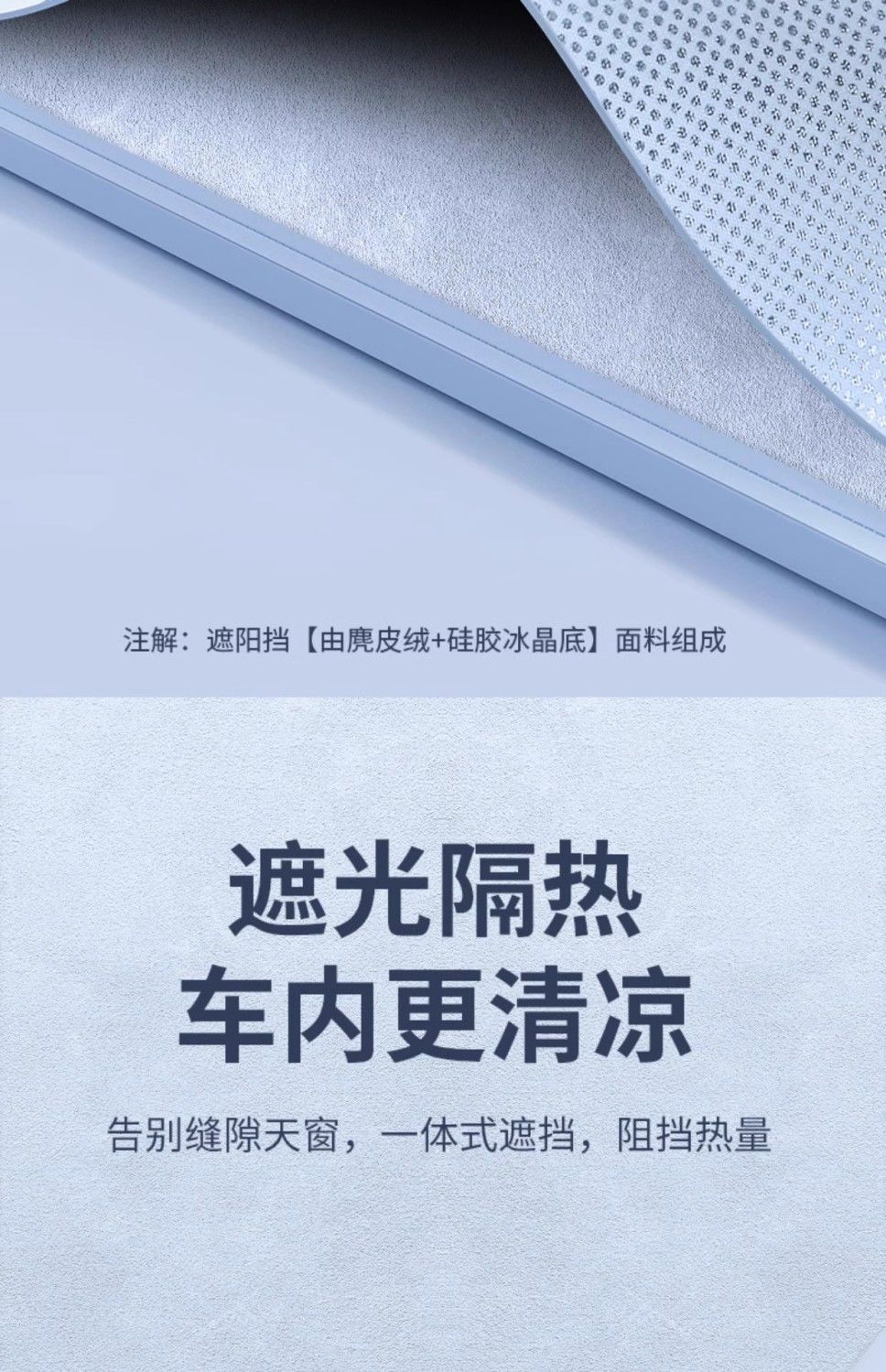 Suitable for Tesla's New Version of Model Y/3, Suede Silicone Electrostatic Adsorption Sunshade and Roof Curtain