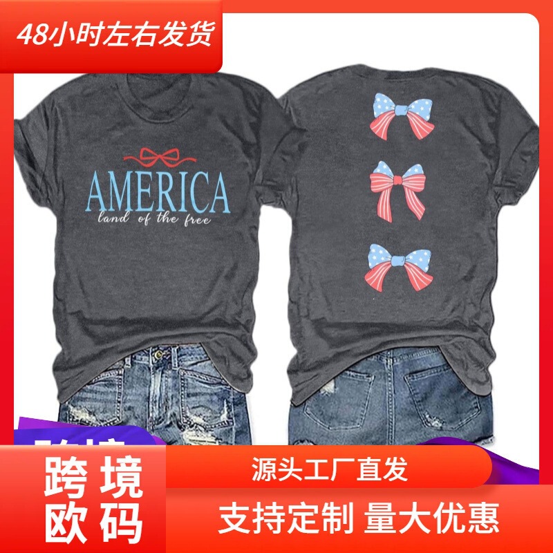 MNLYBABY American Women's Shirt Cute Patriotic Bowknot Shirt 7th of July T-Shirt American Flag MNLYBABY American Women's Shirt Cute Patriotic Bowknot Shirt 7th of July T-Shirt American Flag