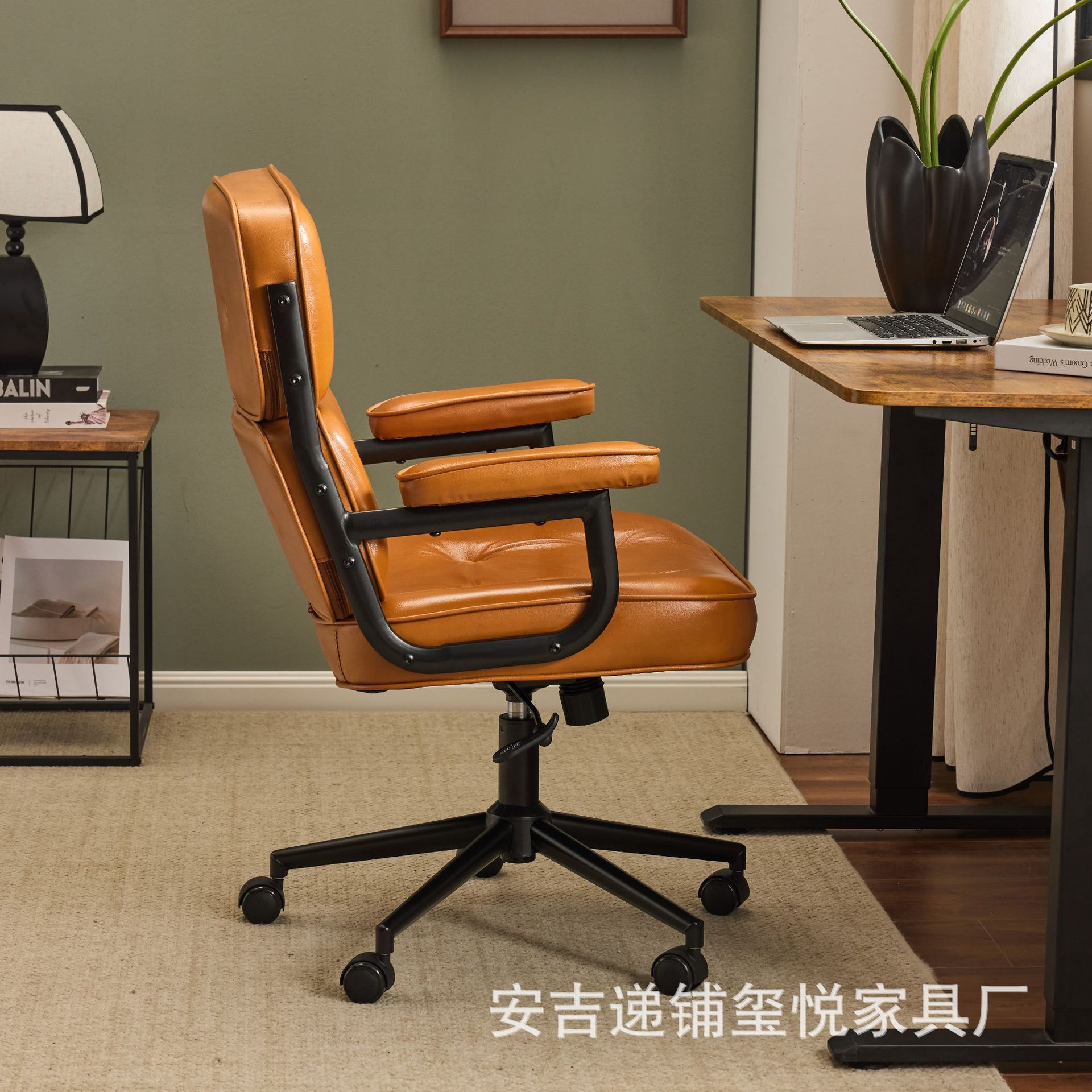 ロビンコンピュータ椅子快適長居家庭用書斎椅子本革レトロ椅子オフィス椅子ソファー椅子回転椅子