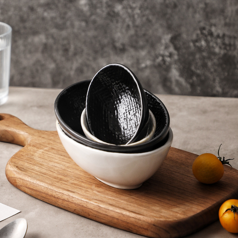 Cuencos de arroz caseros platos de ensalada platos de frutas bocadillos platos de tela cubiertos de cerámica transfronterizos platos de platos profundos cubiertos occidentales