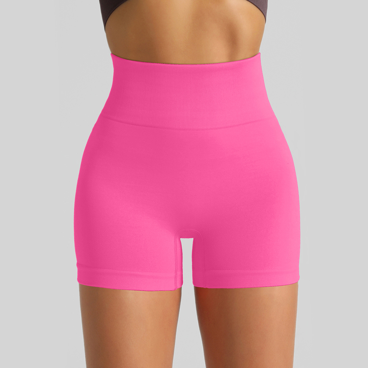 Pantalones cortos de Yoga de punto sin costuras transfronterizas Peach Hip lifting pantalones de fitness de cintura alta pantalones cortos deportivos para correr tres puntos mujeres