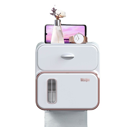 Wall-mounted waterproof toilet paper holder, paper towel holder, tissue box, pull-out paper towel roll holder