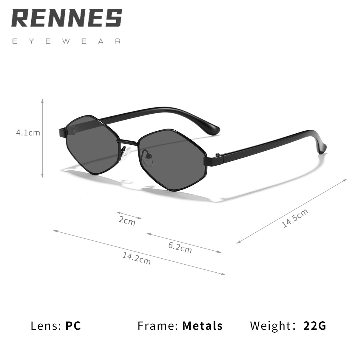 2024 Nuevas gafas de sol de montura pequeña en forma de diamante modernas transfronterizas Gafas de sol para exteriores esenciales