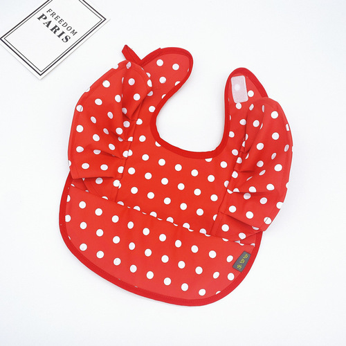 ins European and American new baby rice bag children's large bib ruffled three-dimensional princess polka dot wings flying sleeve bib