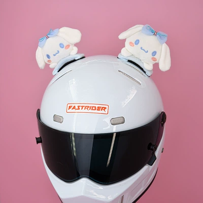 Helmet Decoration Doll Doll Motorcycle Cinnamon Dog Accessories Electric Vehicle Small Accessories Cute Cat Ears Female Skiing (Motosiklet dəbilqələri) - yugui-dog-pair-without-helmet
