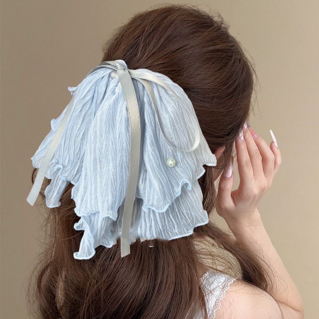 Satín de alta sensación, arco negro grande, clip de tiburón, toque de cabeza, clip de nube, clip de agarre, clip de cabello, tarjeta de cabello de mujer