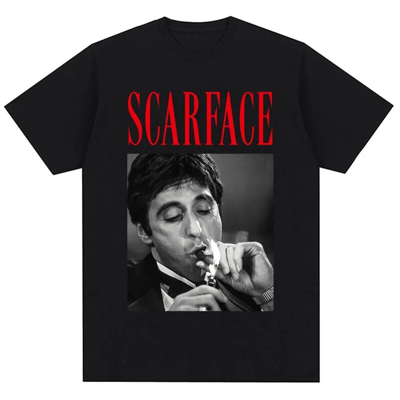 Movie Gangster Scarface Al Pacino T-Shirt Men Women Fashion Hip Hop Retro T-Shirt Oversized Cotton