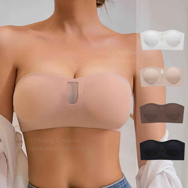 Amazon Cross-Border See-Through Mesh Seamless Thin Breathable Strapless Women's Plus Size Underwear Non-Slip Sexy Tube Top