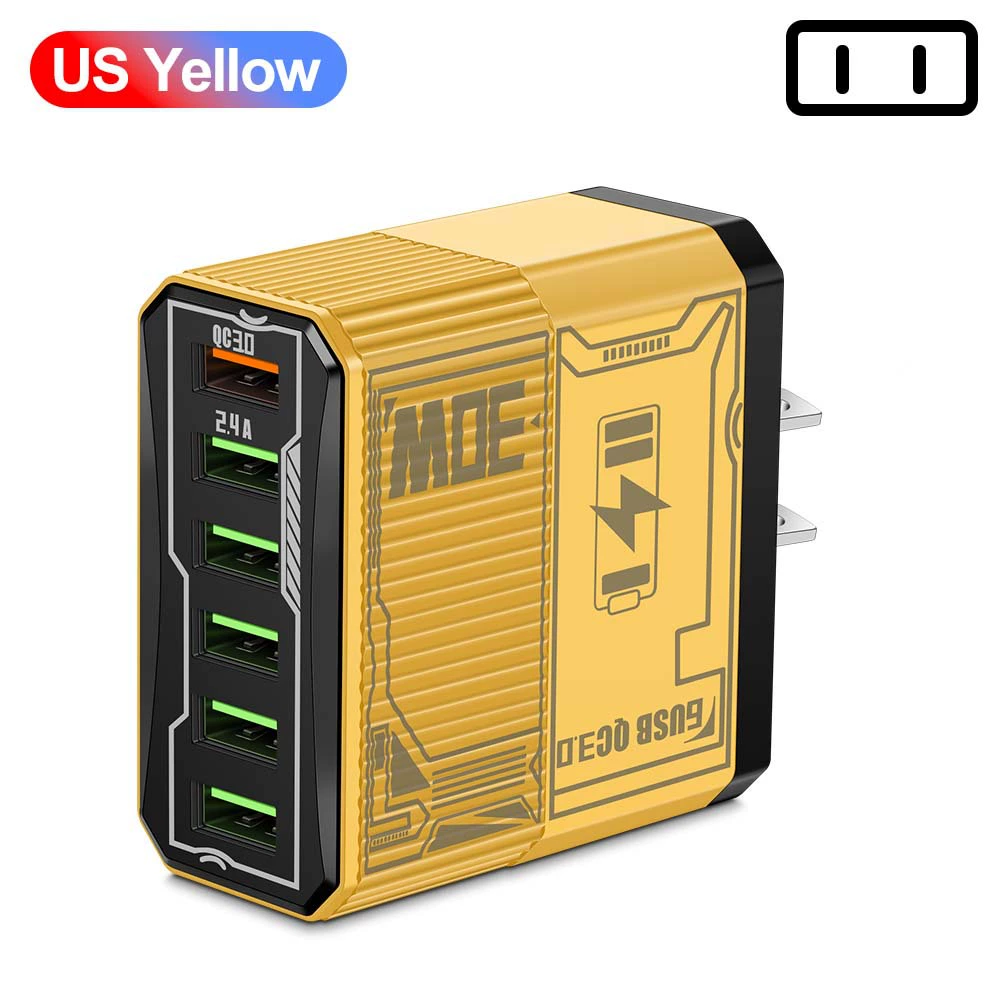 6-в-1 зарядное устройство Mecha BK304, QC3.0 многопортовое USB с PD25W, варианты вилок EU/US/UK