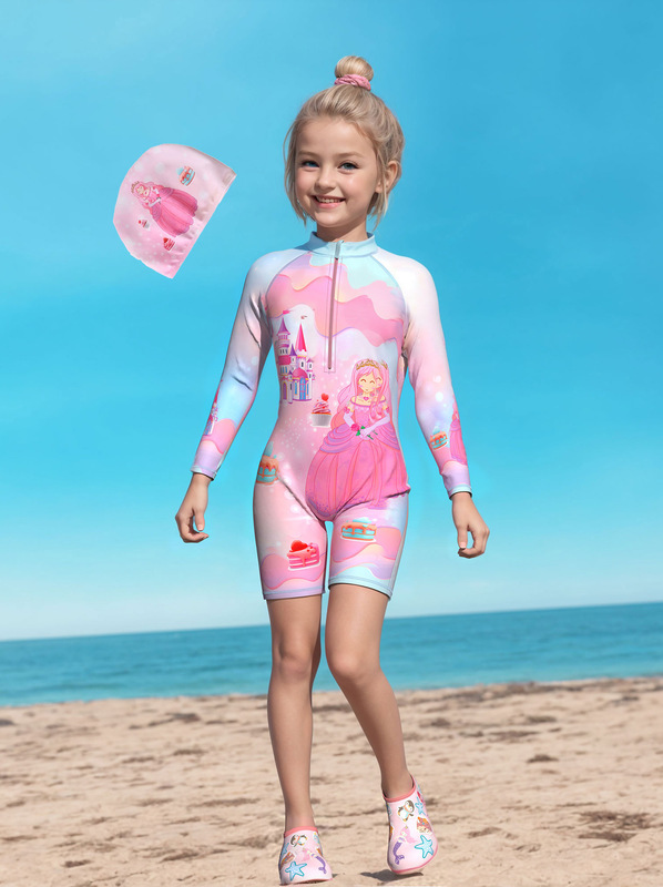 New Children's Swimsuit Girls One-Piece Swimsuit Unicorn Boy Long-Sleeved Beach Sun Protection Surfing Swimsuit