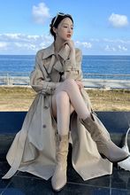 春季高级感中长款过膝卡其色风衣外套女英伦风名媛休闲上档次大衣