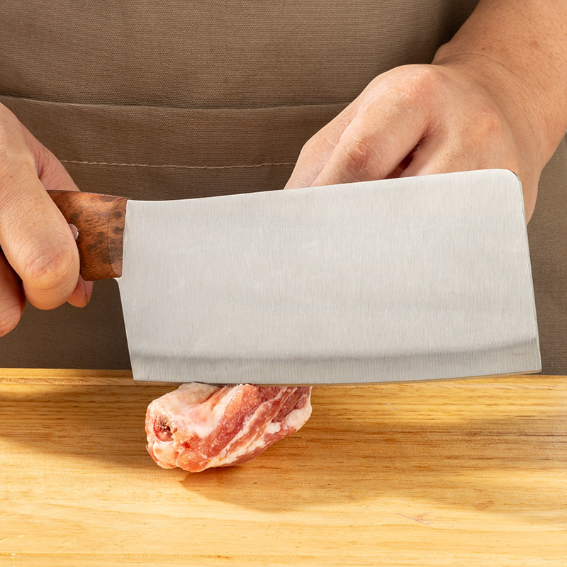 Fabricantes de acero inoxidable en stock de herramientas de cocina de nueve piezas de mango de madera imitación de corte de verduras cortadas de carne de barbacoa cocina de horneado