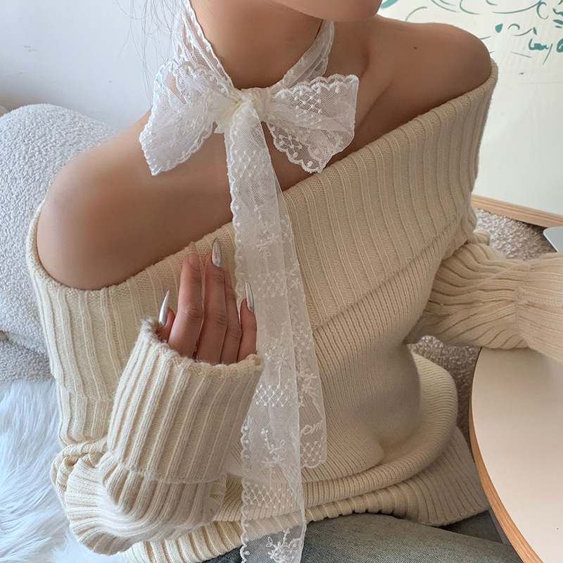 Bufanda de seda para mujer, estilo de primavera y verano de alta gama, bufanda retro multiusos, bufanda de seda de encaje, diadema, cinturón decorativo