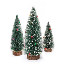 定制植绒白点彩珠圣诞树白雪松针植绒圣诞小型树圣诞节桌面摆件