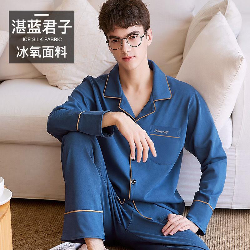 Pijamas de los hombres primavera y otoño más tamaño % algodón manga larga 2022 nuevo traje casual desgaste del hogar se puede usar fuera