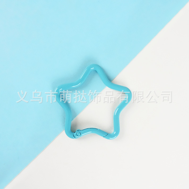 马卡龙彩色烤漆合金五角星钥匙扣糖果色背包外挂挂钩diy饰品配件|undefined