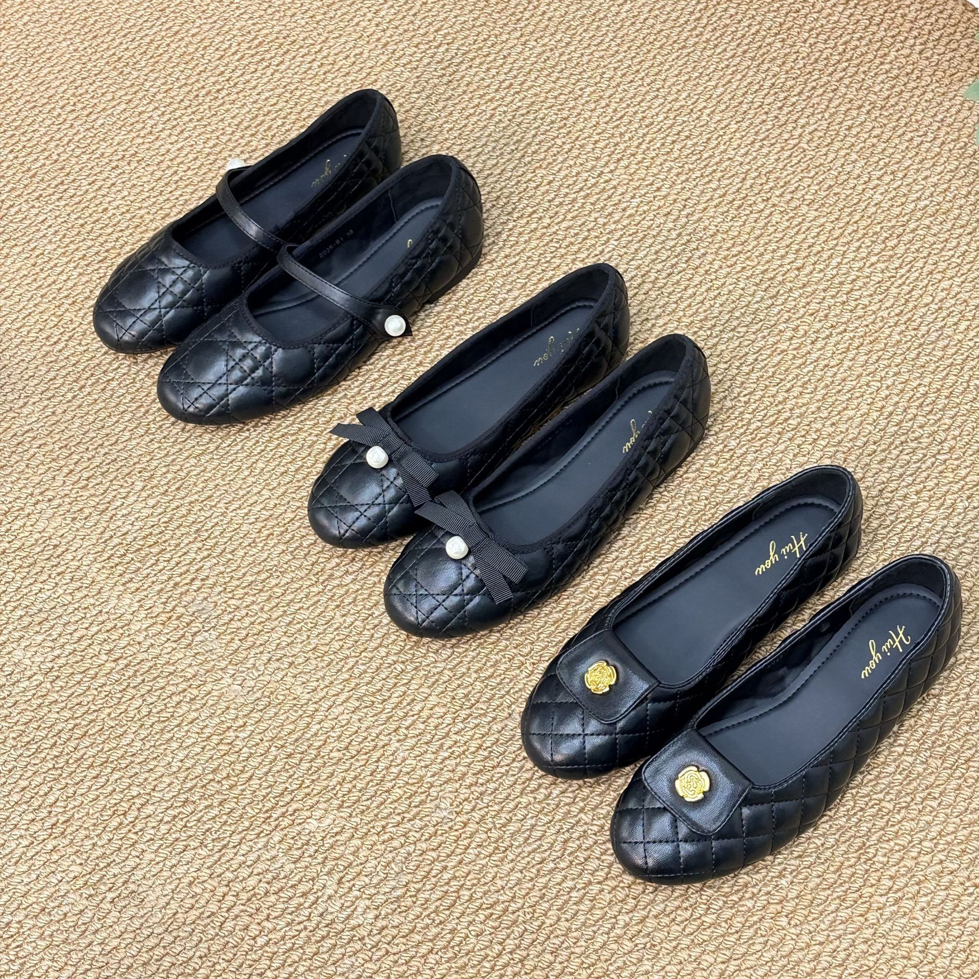 黑色平底单鞋女秋冬季浅口小香风软底瓢鞋圆头蝴蝶结温柔玛丽珍鞋