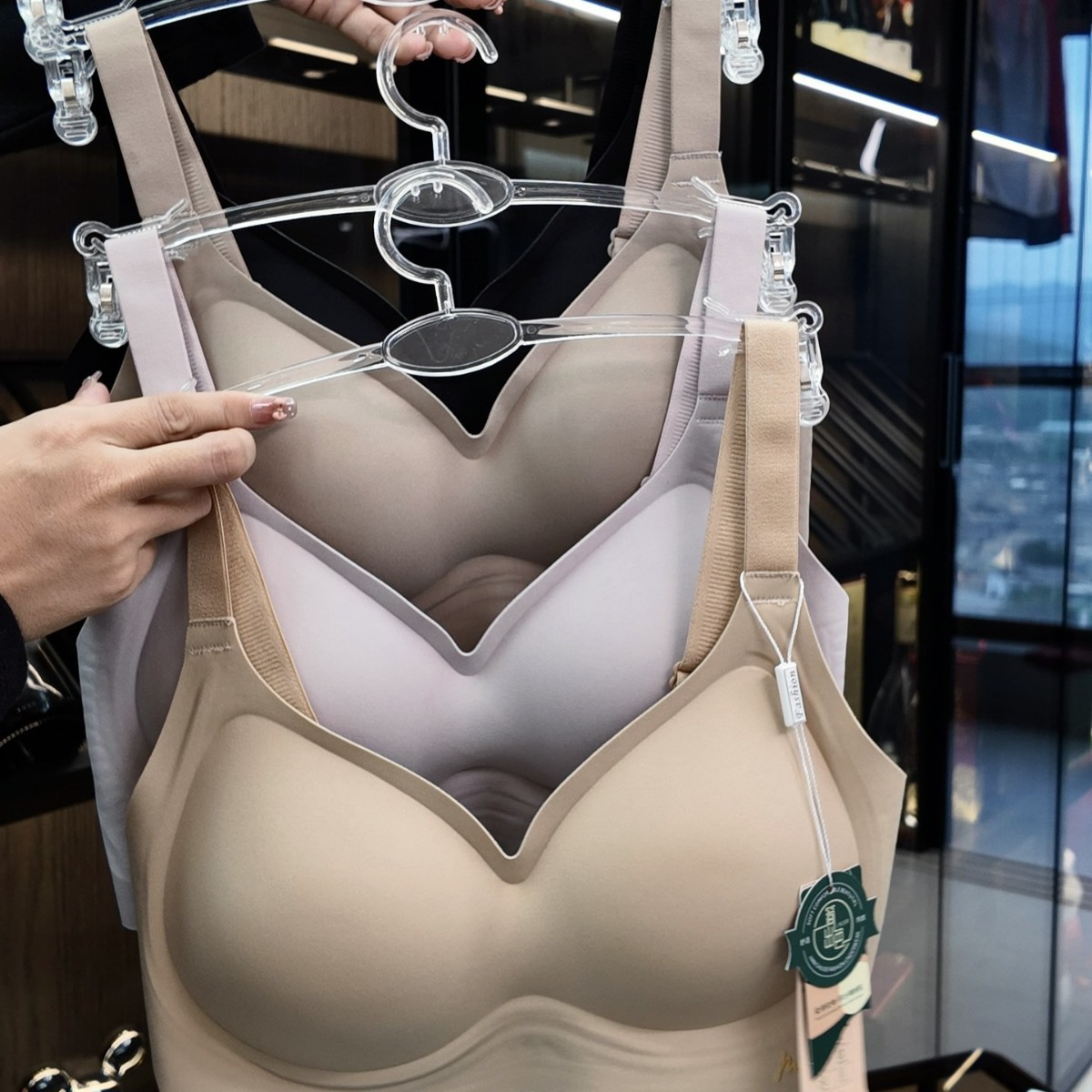 Jianchao Women's Upgraded Full Fixed Cup Nude Skin 3.0 Jelly Bra 4 Rows 4 Buckles Side Gathering Soft Support Bra