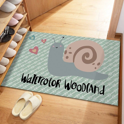 Avtomobil döşəmə paspasları — Entryway Foot Mat, Foyer - crystal-velvet-cartoon-entrance-door-mat-love-big-snail-4060cm