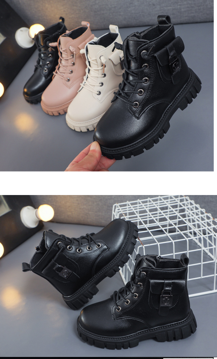 Kid's Clothing Girls fashion short boots new winter boys all match Martin boots children's simple schoolbags two cotton boots_voghion.com