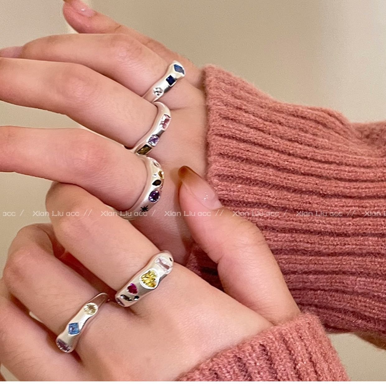 Colorful Irregular Zircon Ring For Women, Sweet And Cool Style_voghion.com