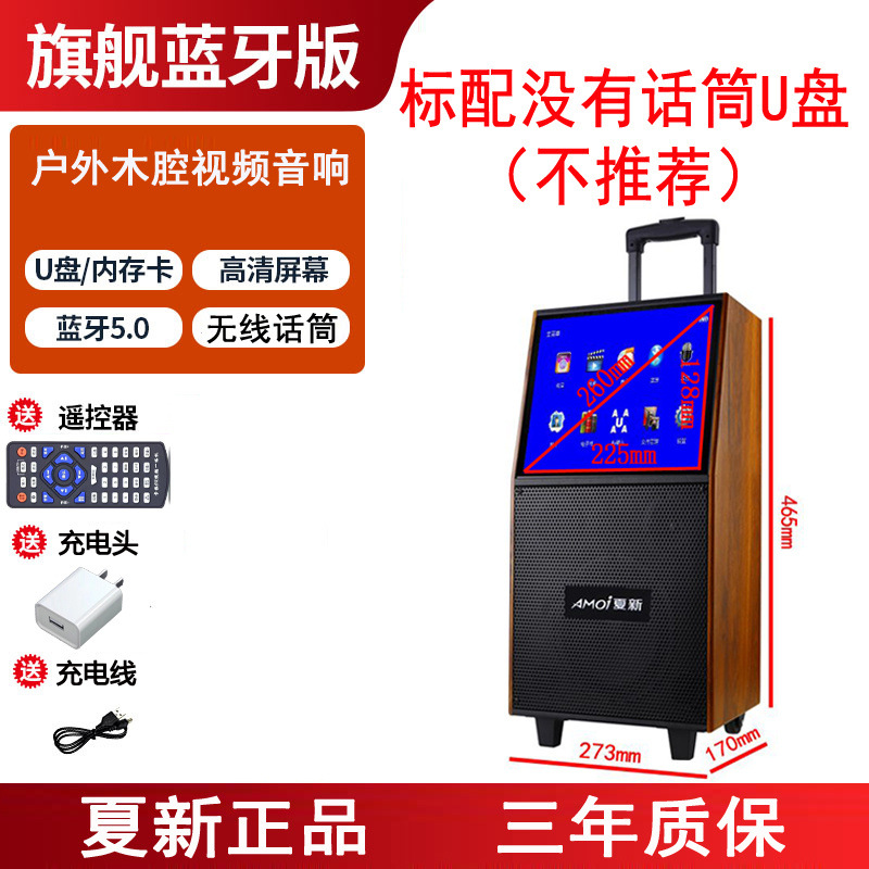 K-canción de sonido con pantalla altavoz de altavoz de madera doméstica todo en uno Bluetooth suministro de baile cuadrado al aire libre alto volumen