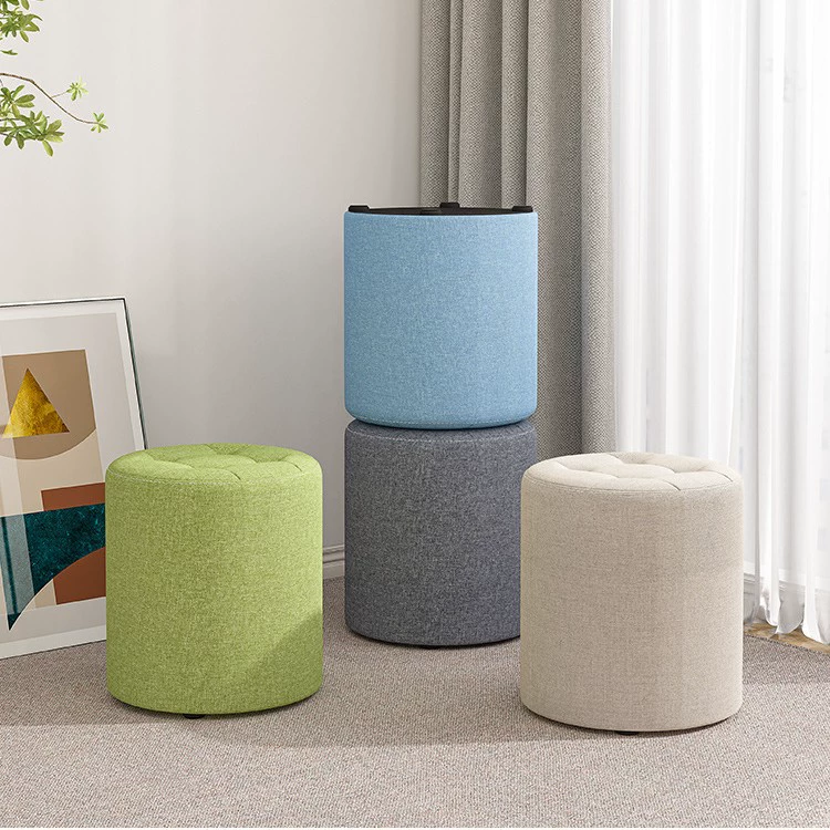 Маленький табурет из цельного дерева для домашнего использования, низкий табурет для гостиной, диванный табурет, табурет для переобувания у входа, тканевый круглый табурет, детский маленький табурет.