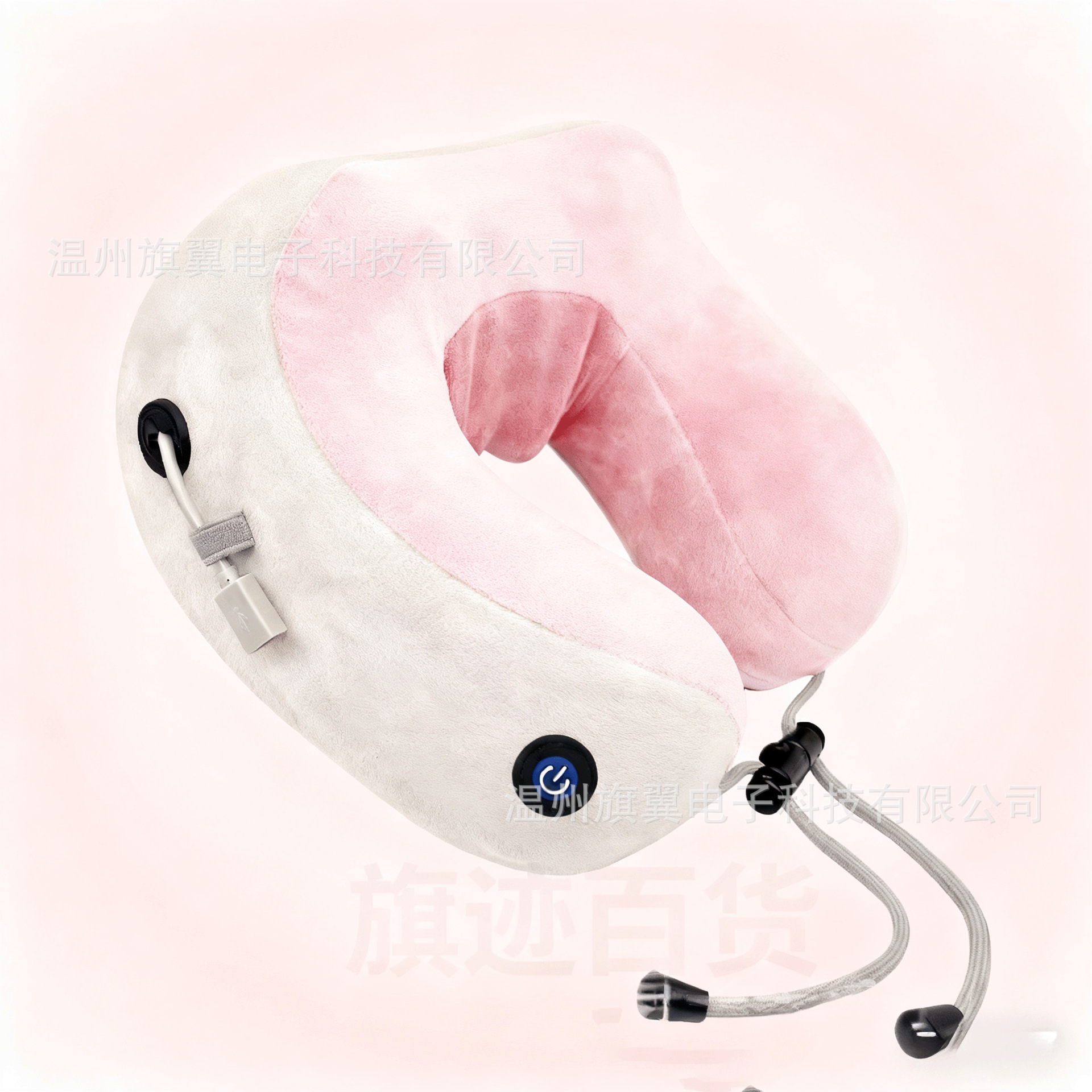 almohada de masaje en forma de U con un solo botón columna vertebral cervical rosa almohada de protección del cuello