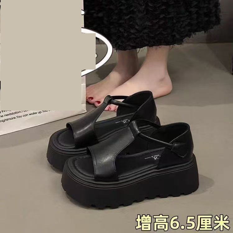 Muffin sandalias de fondo grueso para mujeres verano 2026 nuevo estilo de alta calidad sensación de belleza Velcro aumento de altura sandalias de moda