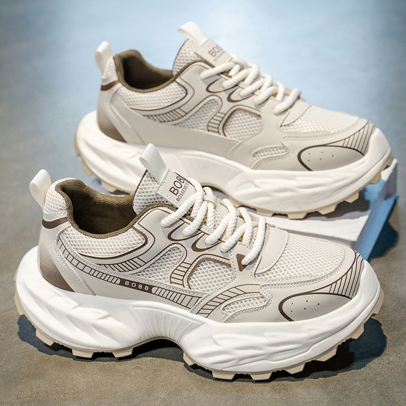 Cross-border Four Seasons nuevos zapatos de papá de suela gruesa para hombres, zapatos deportivos casuales transpirables de malla para estudiantes, zapatos de hombre todo fósforo ins