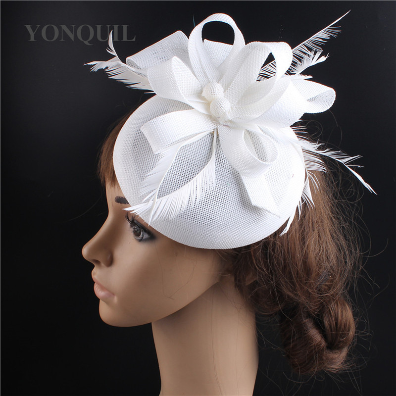 British retro linen gauze hat personal photo studio shooting feather hair accessories bride hat headdress celebrity hat accessories