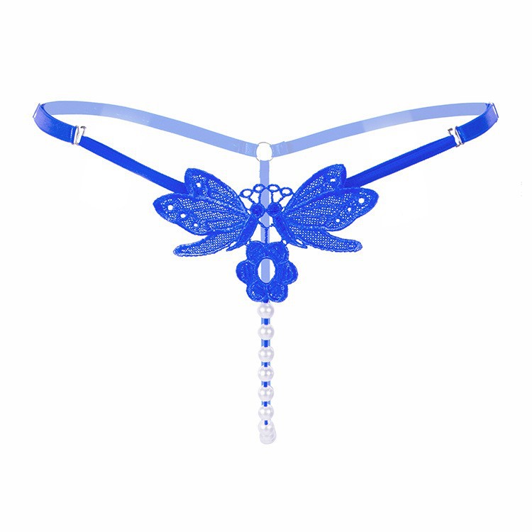 Women’s Embroidered Pearl G-String Low Waist Adjustable T-Back Underwear — detail image 7