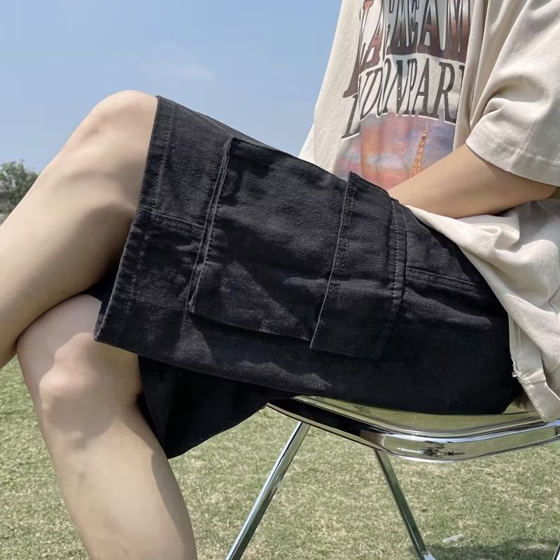 Verano hombre jeans corto coreano suelto super fuego agujero pantalones recto bf estilo de puerto pantalones de moda juvenil