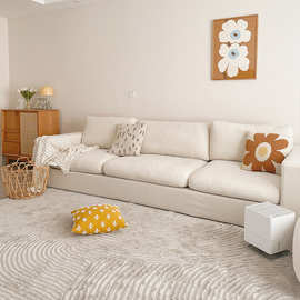北欧布艺浅色三人沙发 简约现代客厅民宿设计师 极简乳胶沙发组合
