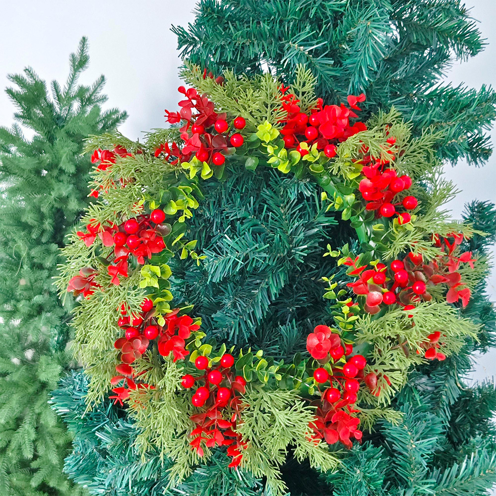 Amazon transfronterizo fruta roja decoración de Navidad corolla de flores yucari anillo de decoración de ventanas colgantes