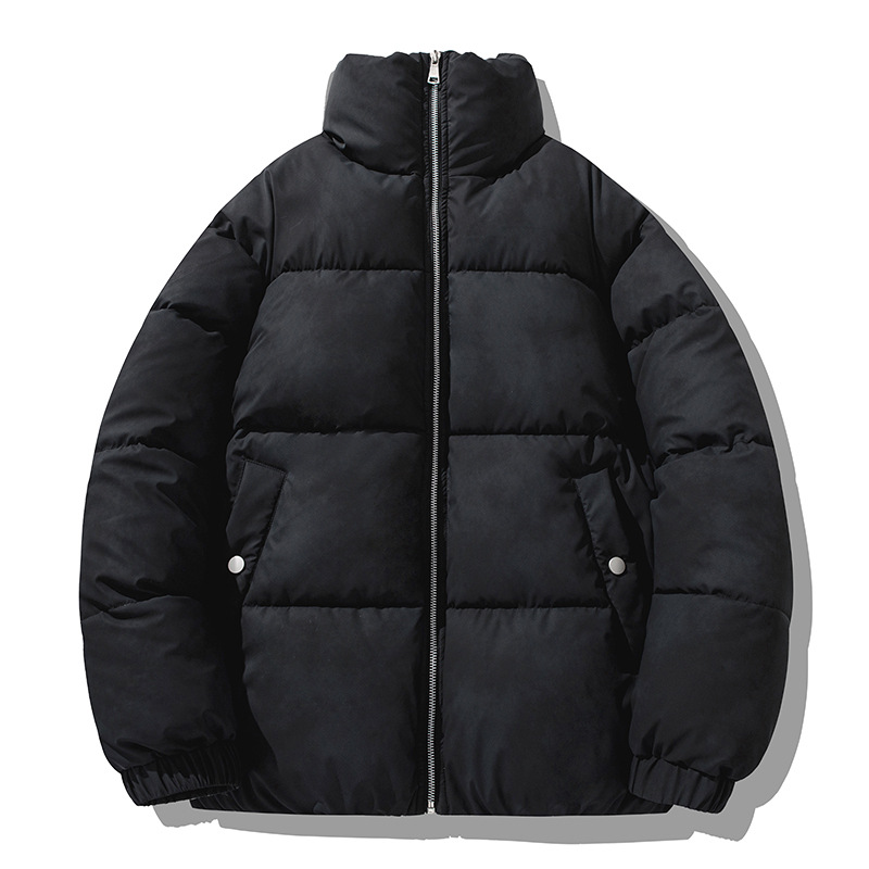 PU Leather Cotton-padded Clothes For Men And Women, Loose Cotton-padded Jackets, Bread Clothes, Stand-up Collar Jackets For Men_viptrois.com