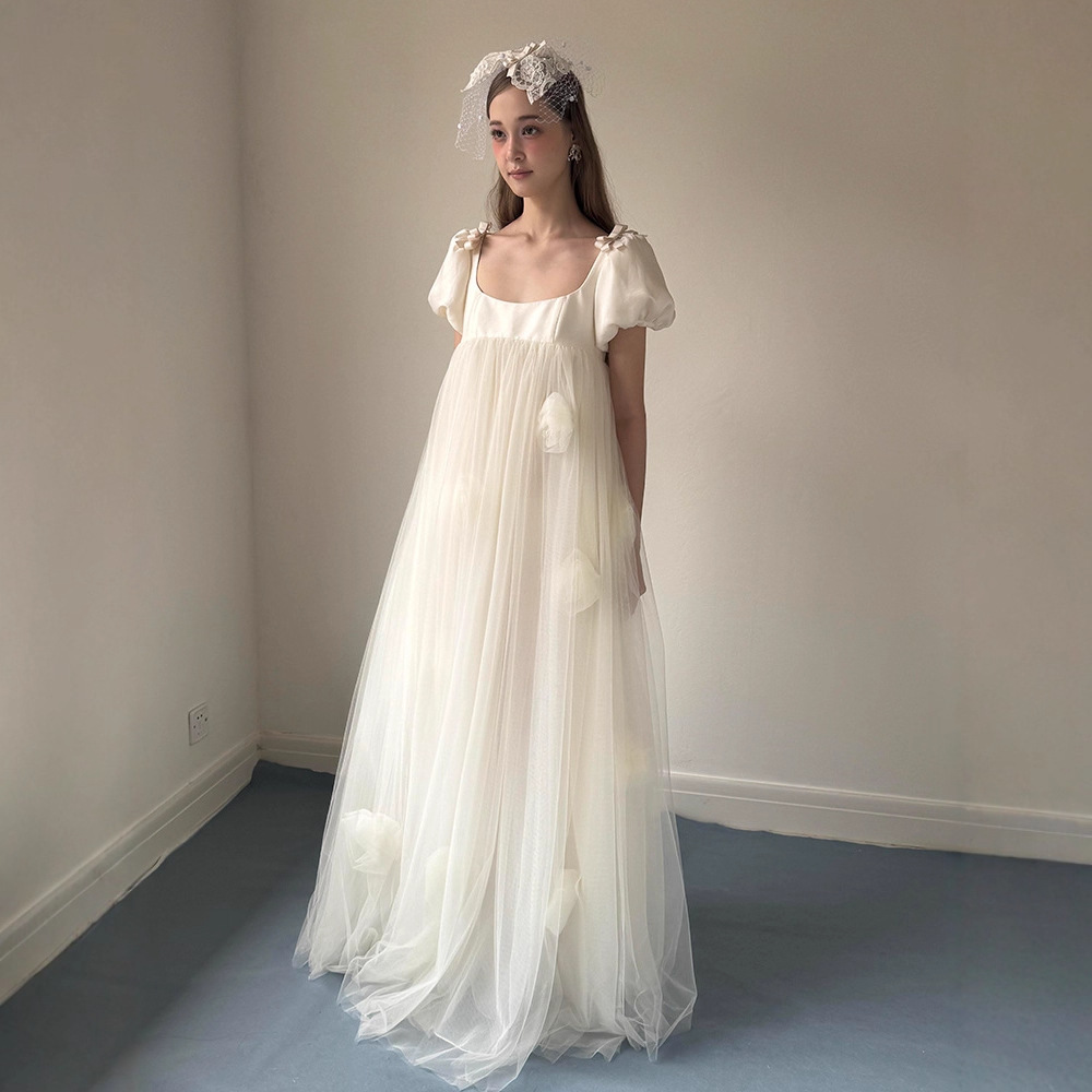 French-Style Morning Robe for Brides, High-End Fairy-Like Light Wedding Dress, Stunning Princess-Style Engagement Gown