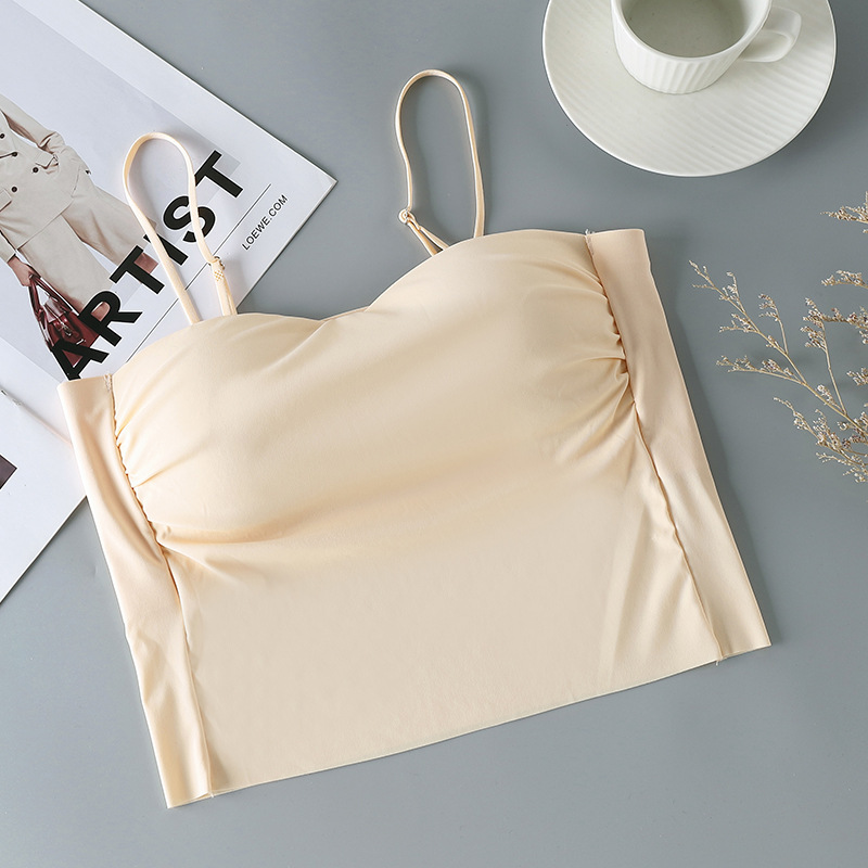 Belleza espalda camisola sin costuras de las mujeres push-up fija de una sola pieza Copa sin anillo de acero de fondo desgaste exterior todo partido camisola mujeres