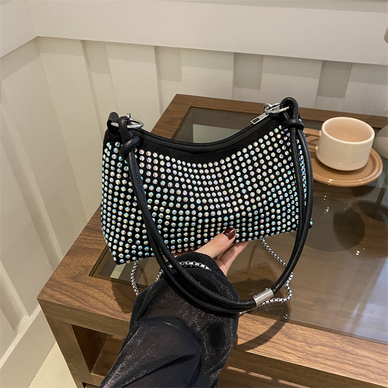 Bolso con incrustaciones de diamantes para mujer 2024 nuevo bolso de hombro de moda de alta calidad de estilo extranjero de primavera y verano bolso bandolera de todo fósforo de nicho