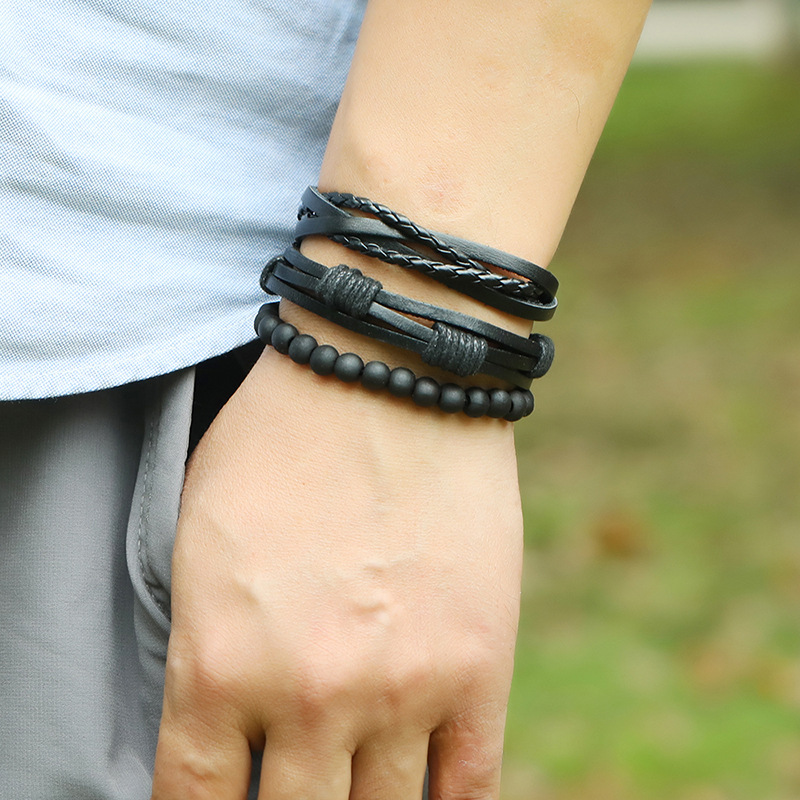 new retro hand-woven leather bracelet