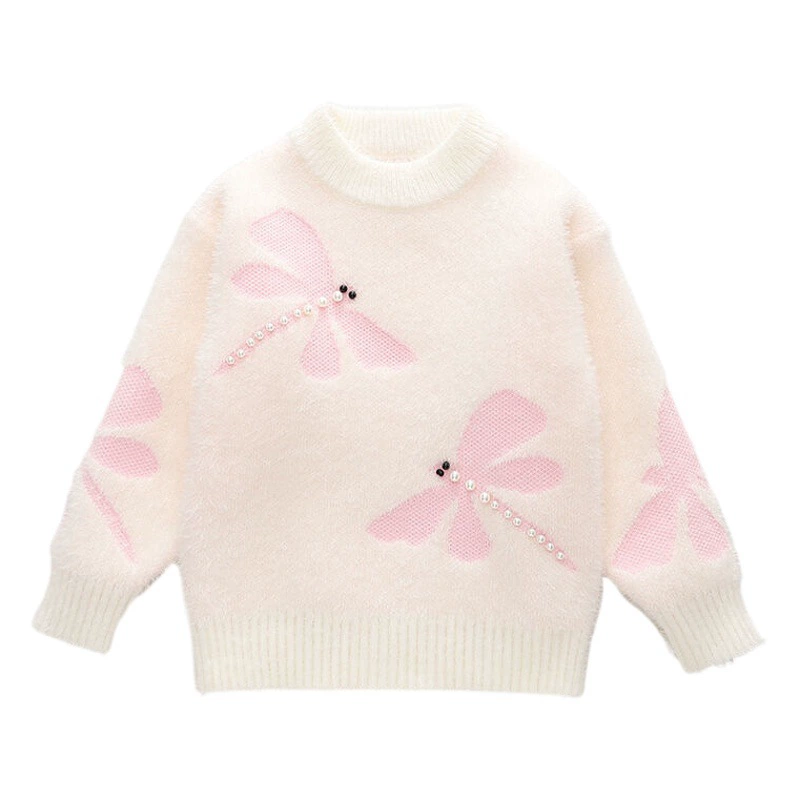 Трикотаж для девочек, трикотажные изделия, стильные утолщенные бархатные пуловеры из искусственного норкового бархата для девочек, новые осенние и зимние детские пуловеры для малышей.